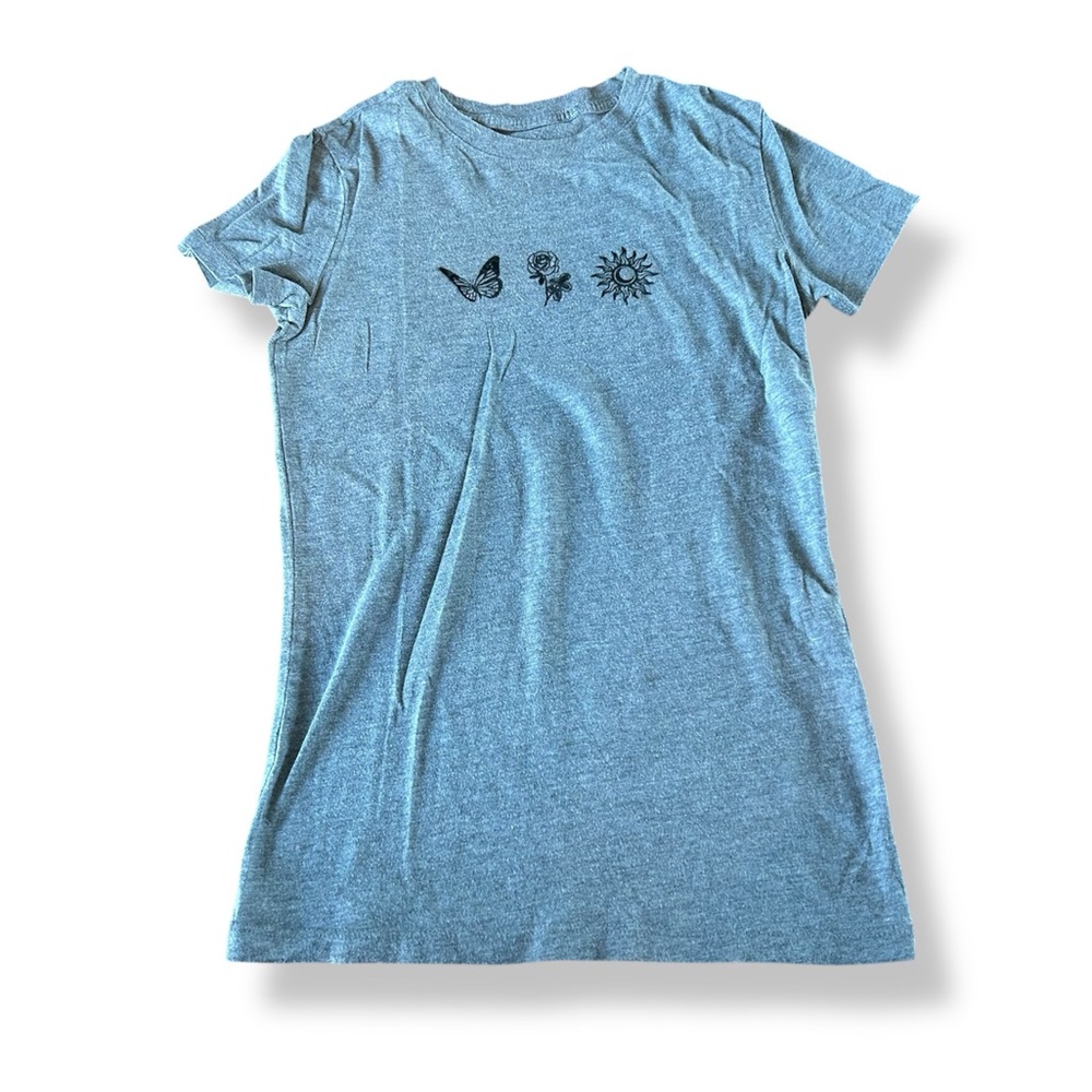 [Aeropostale] Gray Crewneck Tee Butterfly Flower Sun